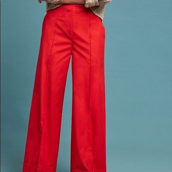 Anthropologie Pants - Anthropologie Dark Red Wide Leg Business Pants 10